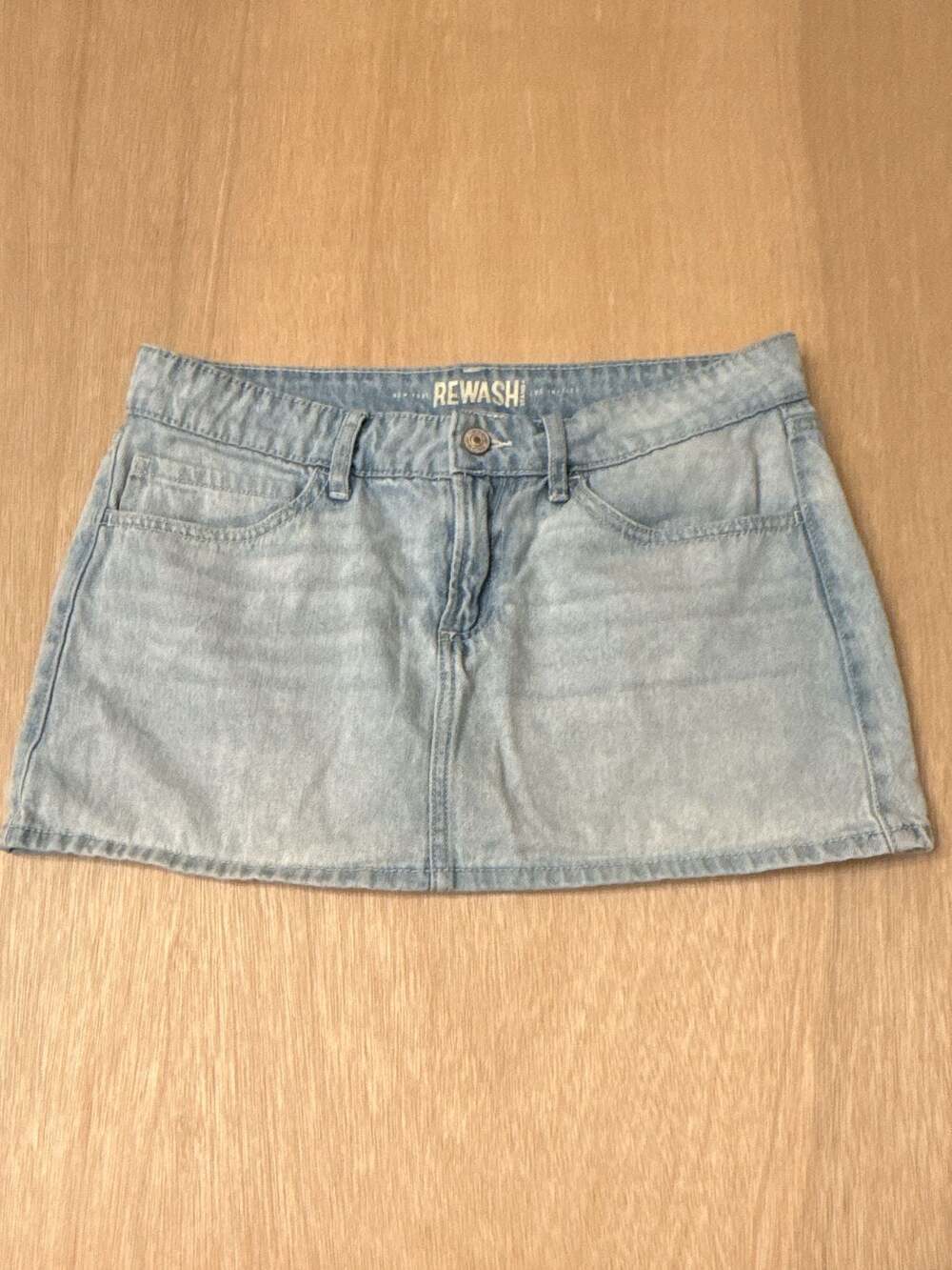 Rewash Low-Rise Denim Mini Skort Size 7 Light Wash Blue